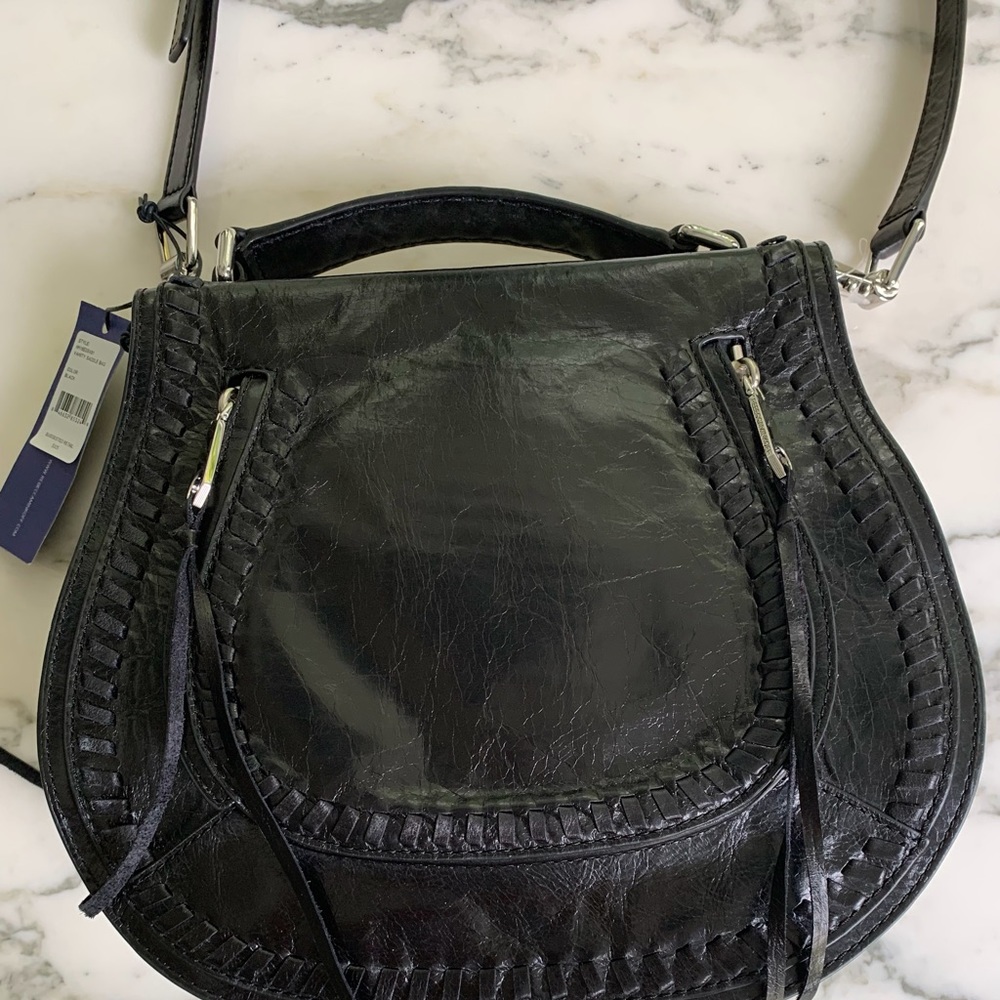 Rebecca Minkoff Black Leather Crossbody Vanity Saddle Bag - Picture 3 of 11